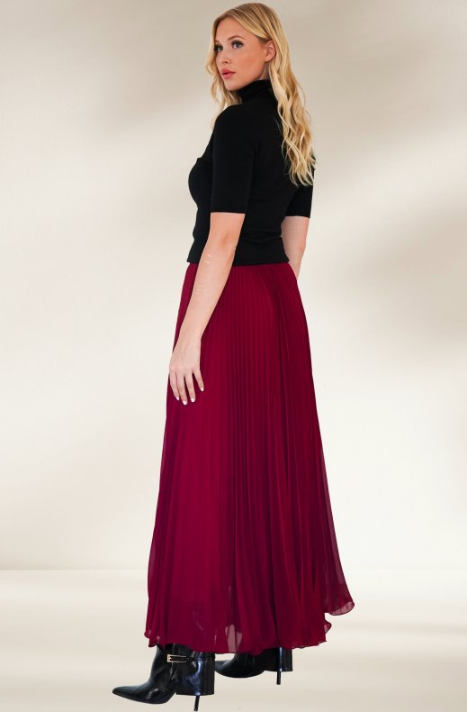 Mixed Brands - Plisée maxi skirt 12647 - Bordeaux