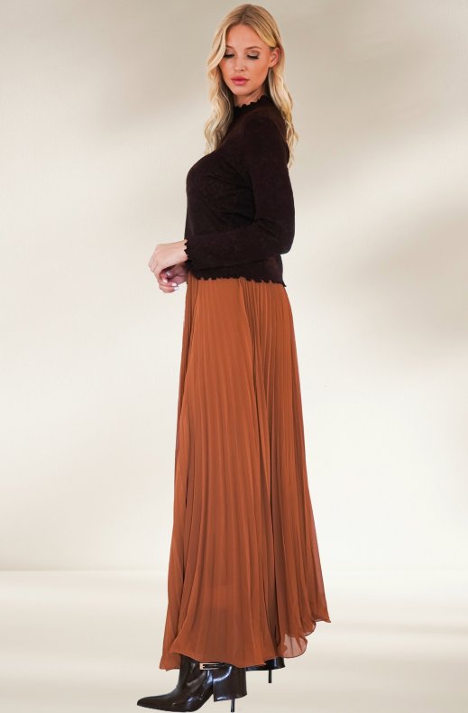 Mixed Brands - Plisée maxi skirt 12647 - Camel