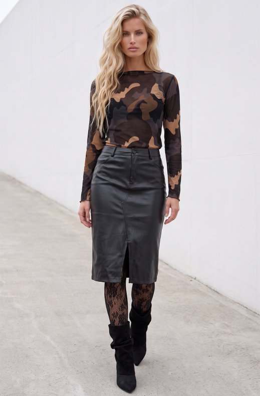 Mixed Brands - Vegan Leather skirt R967 - Black