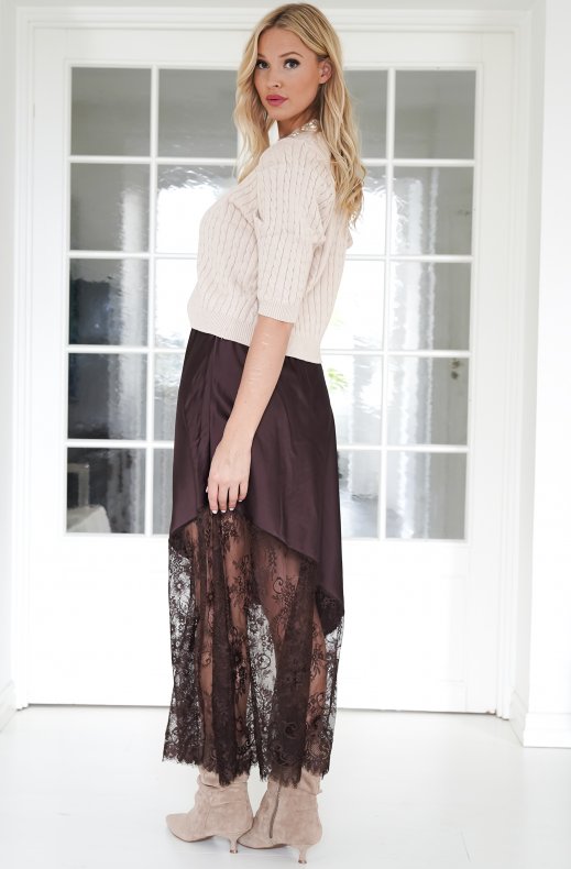 Mixed Brands - Satin skirt with lace 7250 - 3278 - Choco 2 (new)