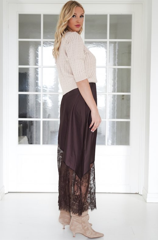 Mixed Brands - Satin skirt with lace 7250 - 3278 - Choco 2 (new)