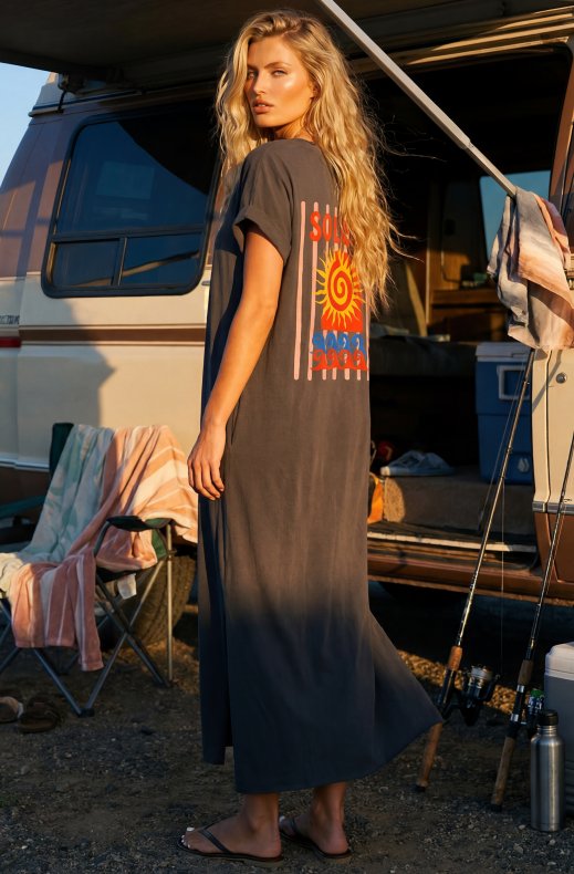 Mixed Brands - Cotton Tshirt Dress SOLEIL KS22597 - Brown