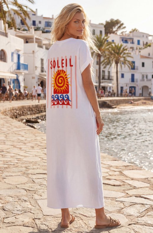 Mixed Brands - Cotton Tshirt Dress SOLEIL KS22597 - White