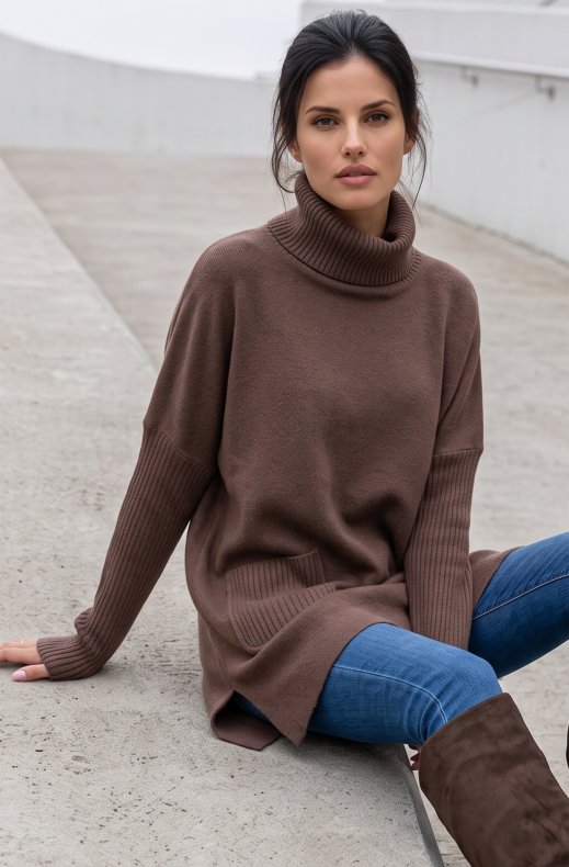 Mixed Brands - Oversized Sweater Dress 2656 - Choco