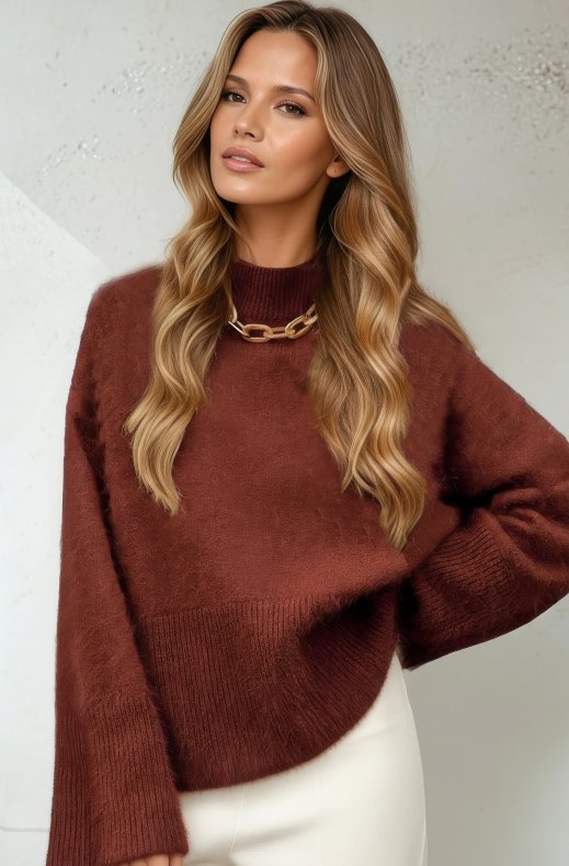 Mixed Brands - Angora Sweater D2761- Brown