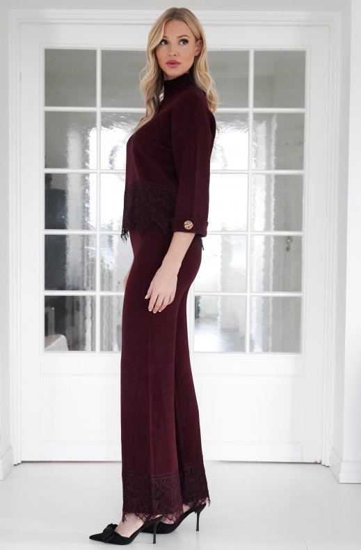 Mixed Brands - Pullover with Lace 9903-1 - Bordeaux