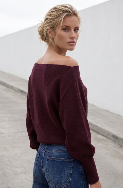 Mixed Brands - Boatneck Sweater YP2126 - Burgundy