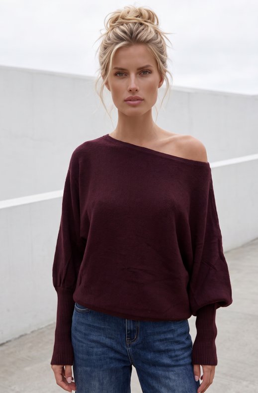 Mixed Brands - Boatneck Sweater YP2126 - Burgundy