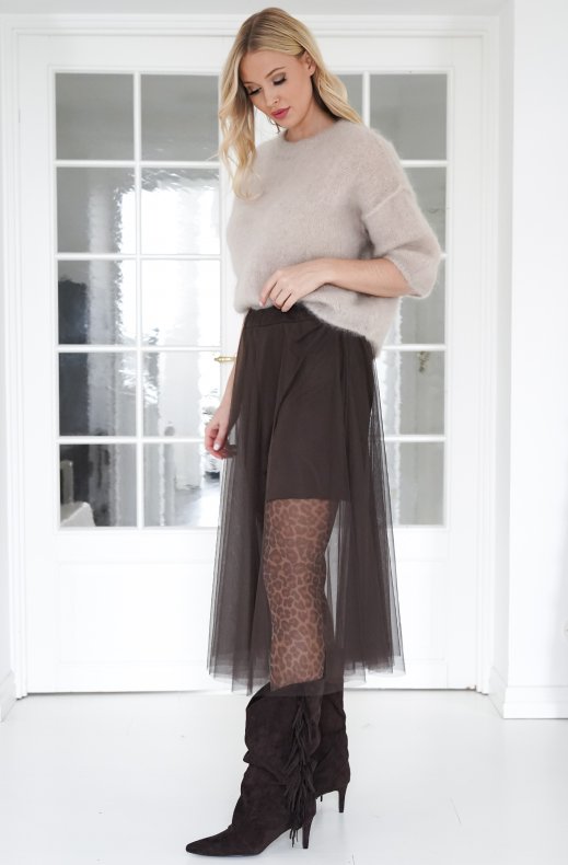 Mixed Brands - Tulle skirt with viscose lining 0305 - Dark Brown