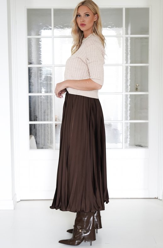 Mixed Brands - Elegant Maxi skirt pleated 24113 - Chocolate