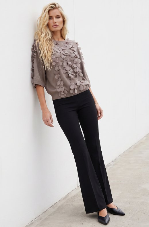 Mixed Brands - Short sleeve top floral LR03268 - Light Brown
