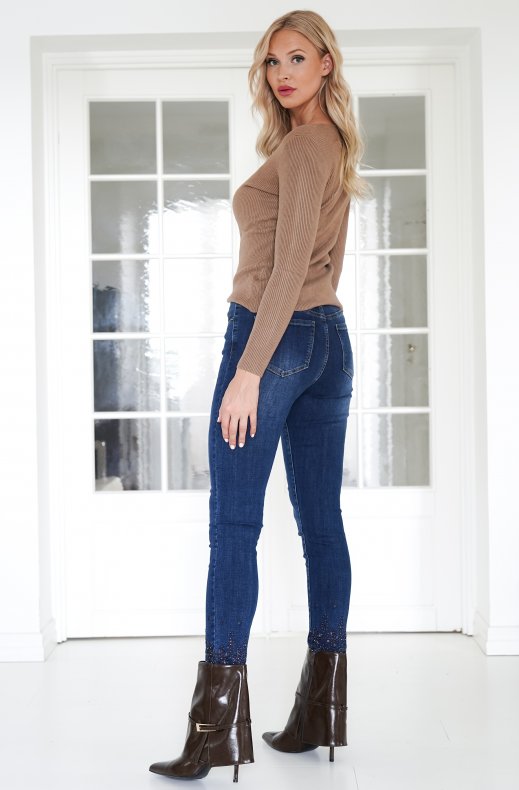 Mixed Brands - V-neck ribbed top 98013 - Camel