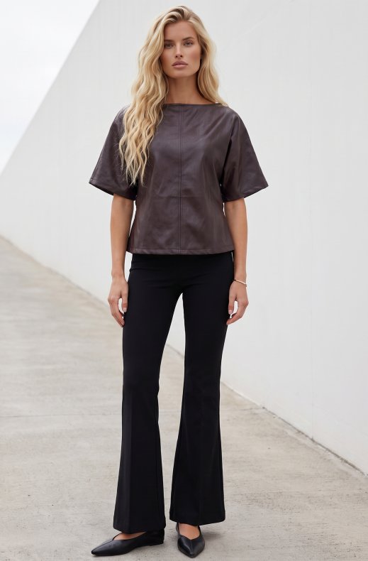 Mixed Brands - Boatneck vegan leather top 07826 - Bordeaux