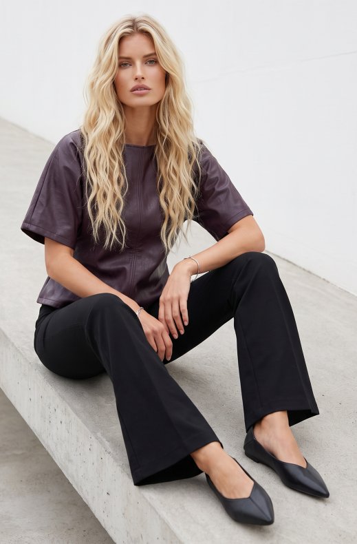 Mixed Brands - Boatneck vegan leather top 07826 - Bordeaux