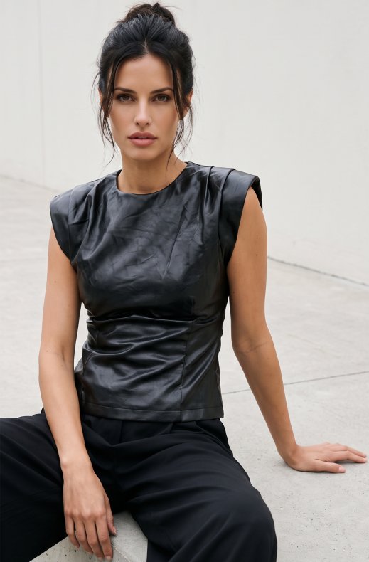 Mixed Brands - Vegan Leather Top KB-11 - Black