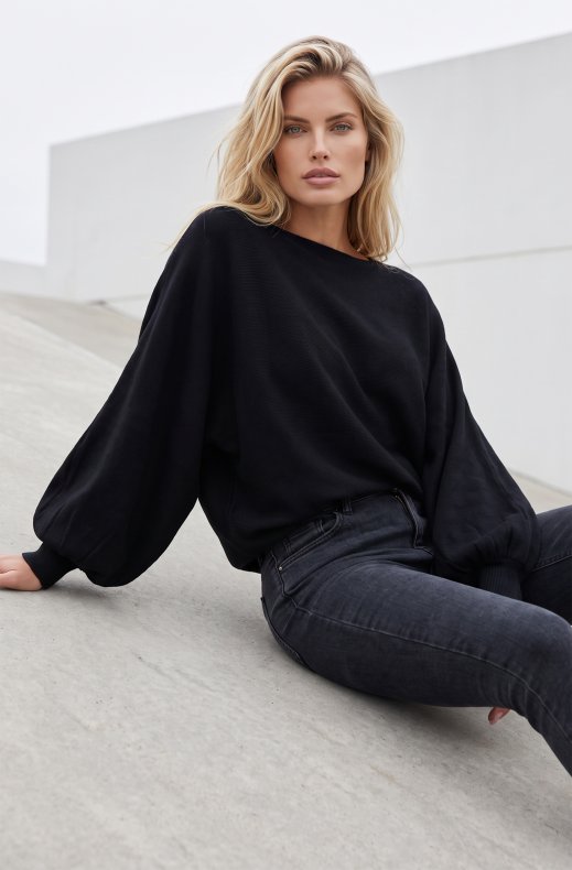 Mixed Brands - Blouse with balloon sleeve MXX16666 - Black