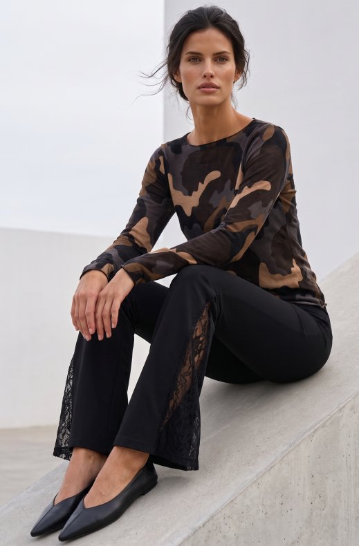 Mixed Brands - Cashmere blend top Camo R17022 - Black