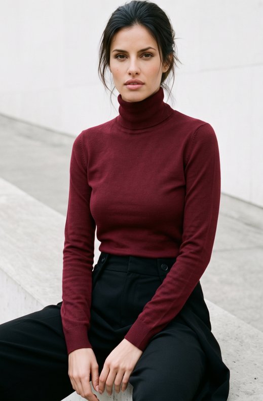Mixed Brands - Knitted Turtleneck 1026 - Burgundy