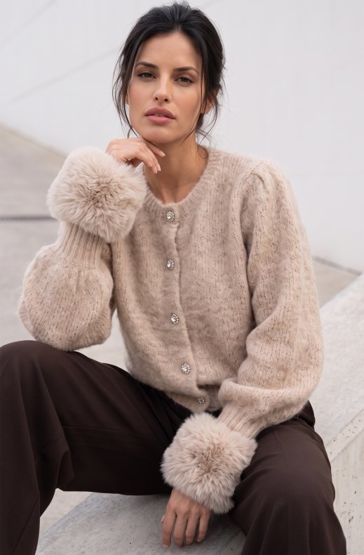 Mixed Brands - Faux Fur Wrist Warmers MZ04 - Beige
