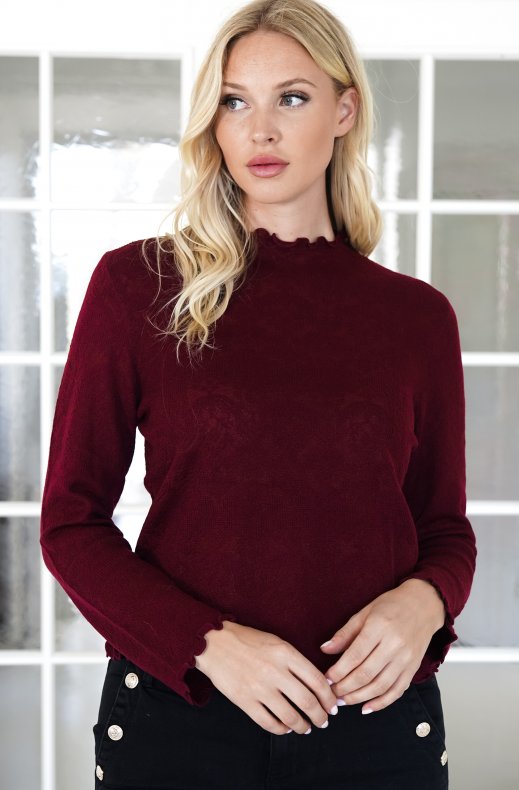 Mixed Brands - High neck lace top 20505 - Burgundy