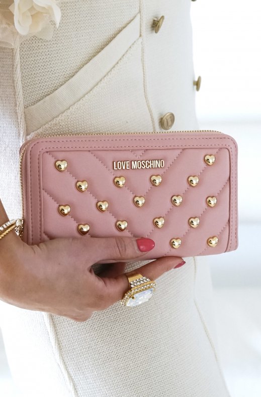 LOVE MOSCHINO - Heart Studded Wallet Pink