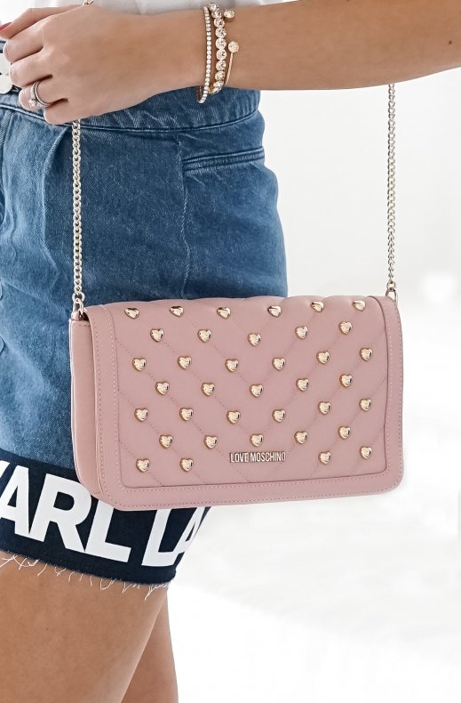 LOVE MOSCHINO - Smaller Heartstudded Handbag Pink