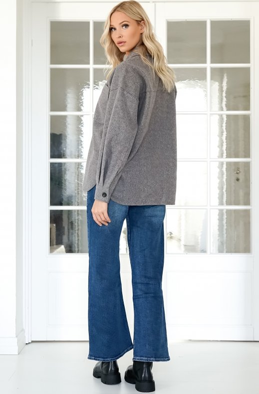 NORR - Badine Oversized Shirt Grey Melange