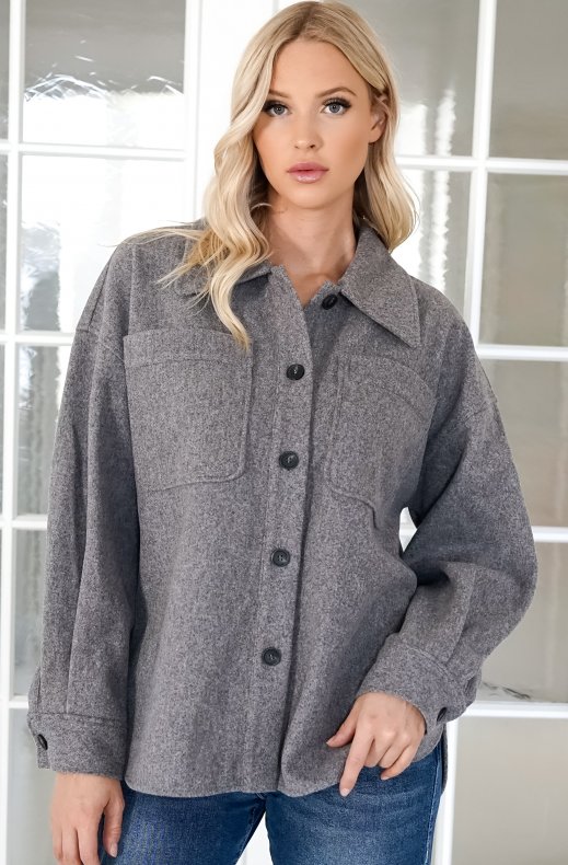 NORR - Badine Oversized Shirt Grey Melange