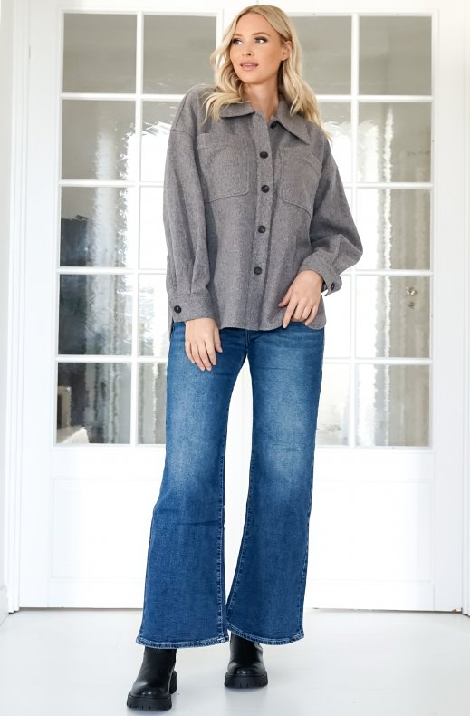 NORR - Badine Oversized Shirt Grey Melange