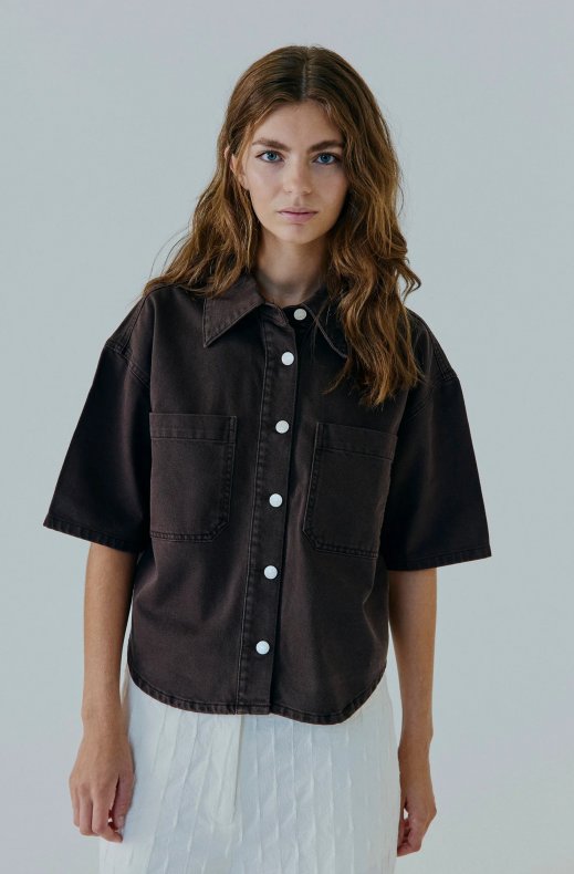 Norr - Kenzie SS Denim Shirt - Brown Washed