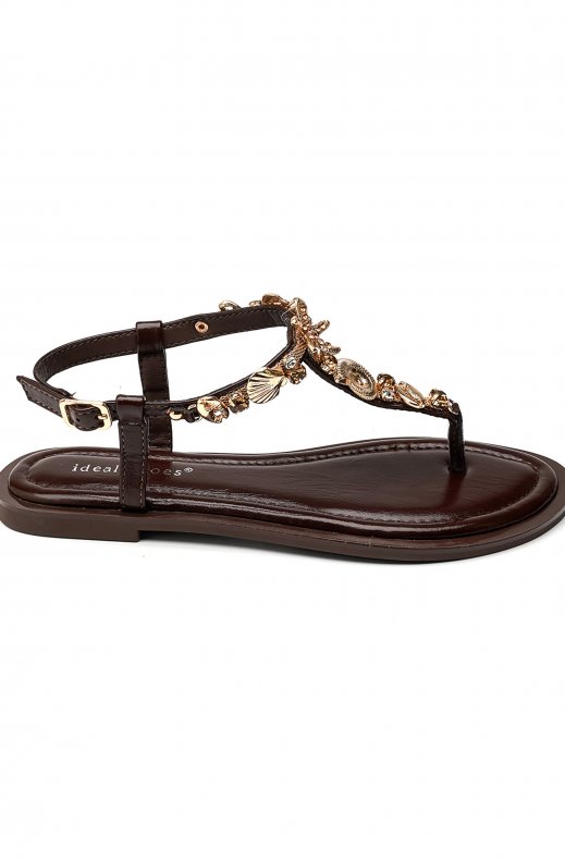 Mixed Brands - Sandal with Seashells 9807 - Brown