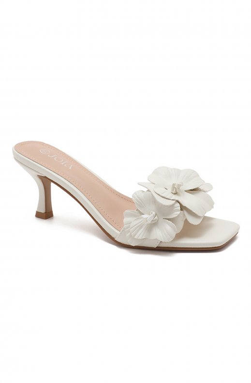 Mixed Brands - Heeled Mule with Flowers H8-1128H - Beige