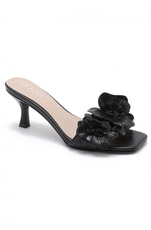 Mixed Brands - Heeled Mule with Flowers H8-1128H - Black