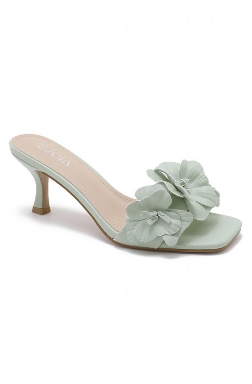 Mixed Brands - Heeled Mule with Flowers H8-1128H - Green