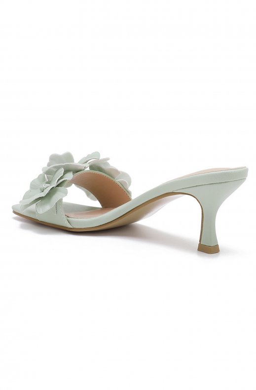 Mixed Brands - Heeled Mule with Flowers H8-1128H - Green