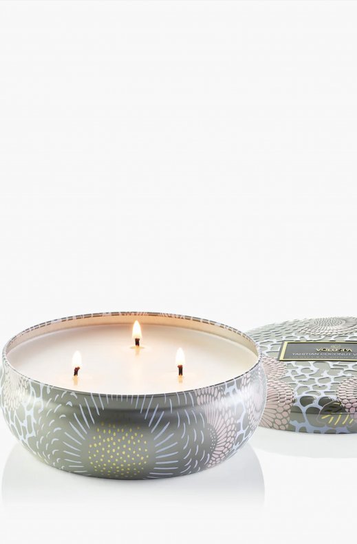 Voluspa - 3 Wick Tin Candle V72223 - Tahitian Coconut Vanilla