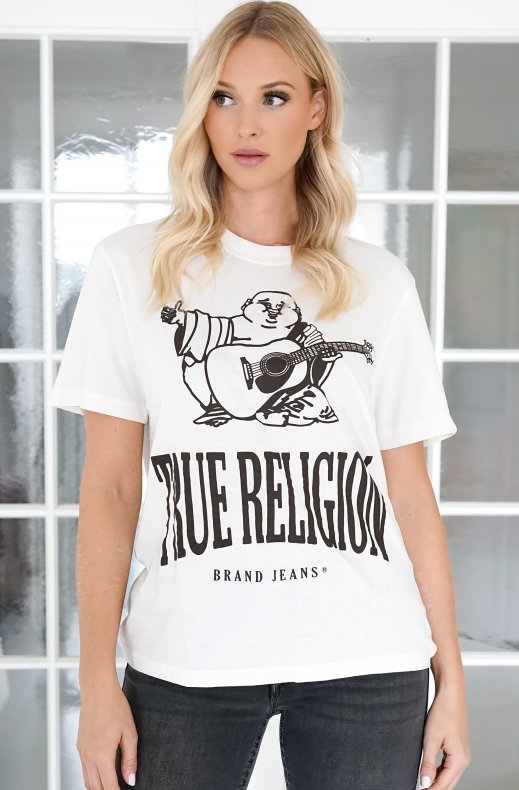 True Religion - Crackle Vintage Tee - Winter White