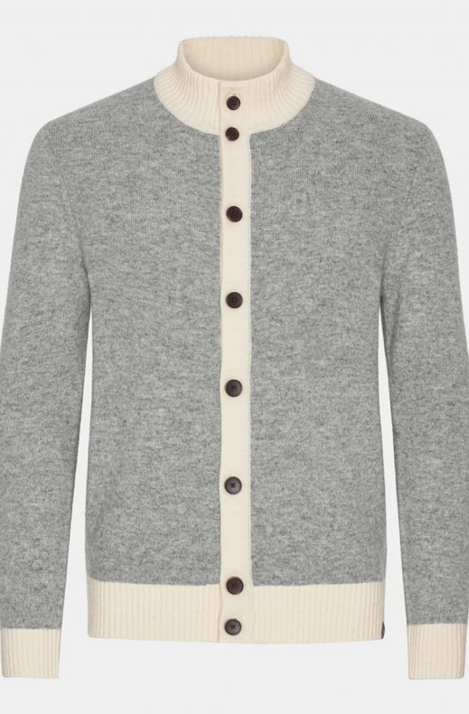 Less Worries - Two Tone Cardigan - Grey Melange