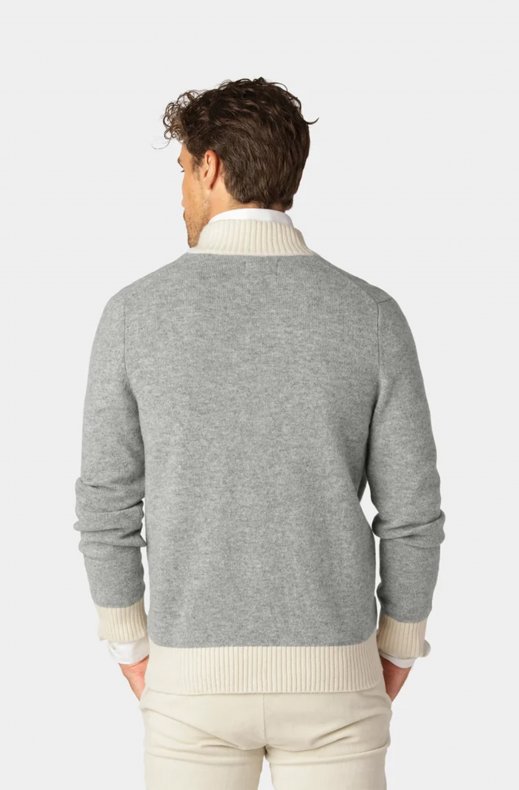 Less Worries - Two Tone Cardigan - Grey Melange
