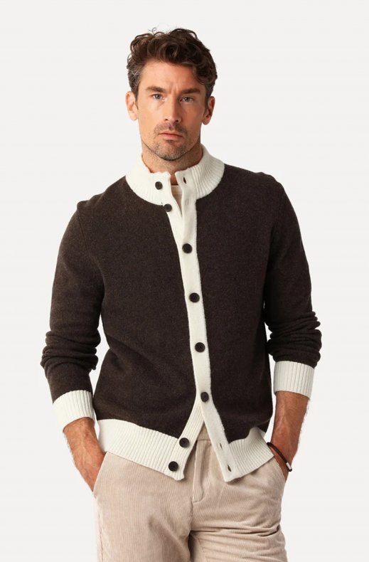 Less Worries - Two Tone Cardigan - Nougat/Offwhite