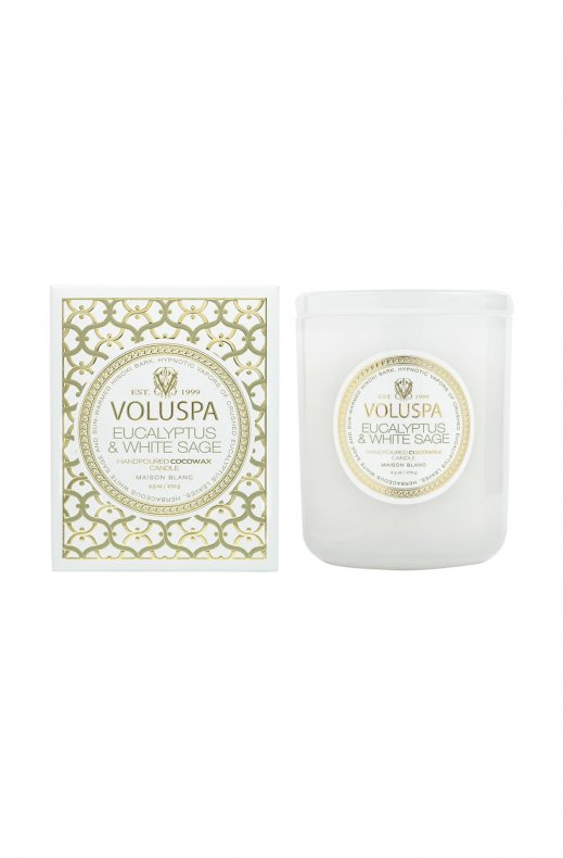 Voluspa - Classic Boxed Candle 60tim - Eucalyptus & White Sage