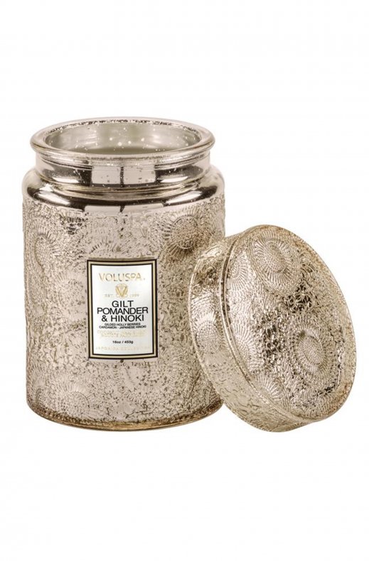 Voluspa - Gilt Pomander & Hinoki - Large Glass Jar