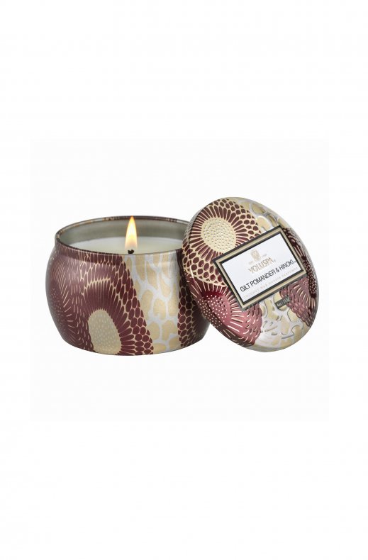Voluspa - Gilt Pomander & Hinoki Mini Decorative Tin Candle
