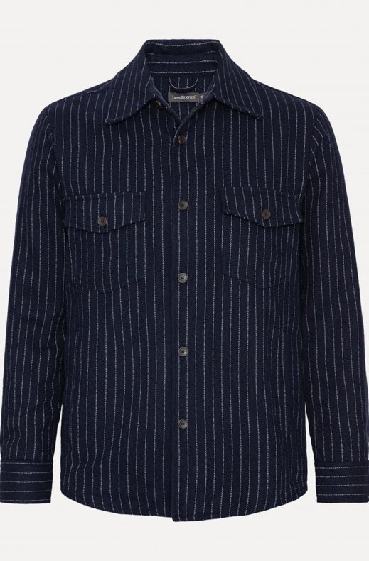 Less Worries - Woven Overshirt - Navy Pinstripe