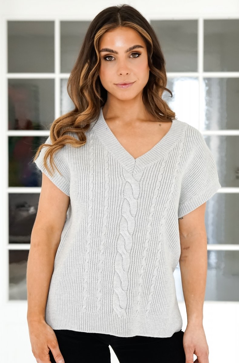 Alma Tie Up Vest - Light Grey